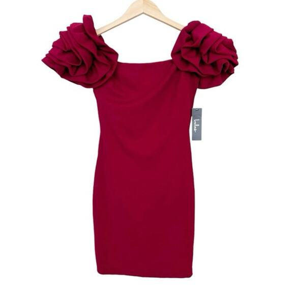 Lulus Red Mini Dress Ruffle Shoulder Detail Sz XS - Picture 1 of 6